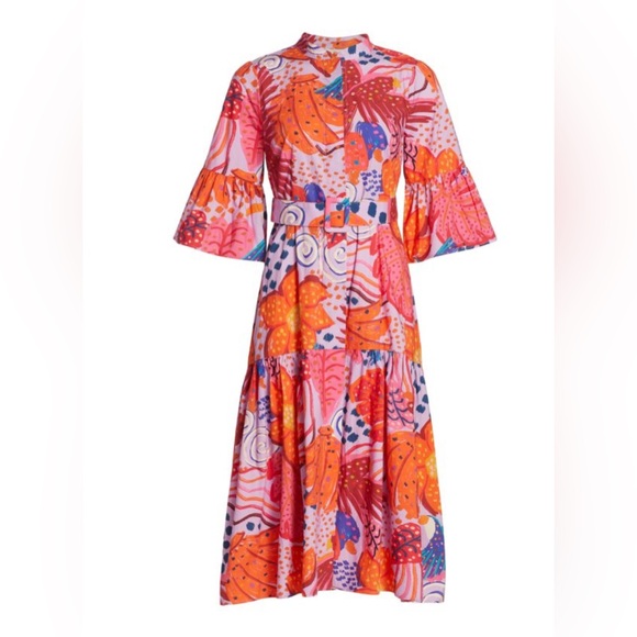 PERFECT FARM Rio Lilac Colorful Party Midi Dress - Picture 5 of 17